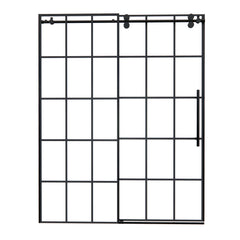 Altair Esense 60" W x 76" H Single Sliding Frameless Shower Door in French-Inspired Matte Black Grid with Clear Glass