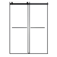 Altair Belizzi 56" W x 76" H By Pass Frameless Exposed Roller Shower Door in Matte Black with Clear Glass