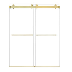 Altair Bolani 60" W x 76" H By Pass Frameless Exposed Roller Shower Door with Clear Glass
