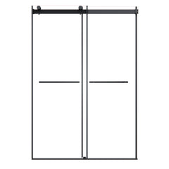 Altair Belizzi 52" W x 76" H By Pass Frameless Exposed Roller Shower Door in Matte Black with Clear Glass