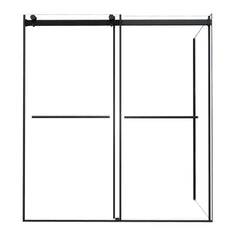 Altair Belizzi 68" W x 76" H By Pass Frameless Exposed Roller Shower Enclosure in Matte Black with Clear Glass