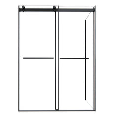 Altair Belizzi 56" W x 76" H By Pass Frameless Exposed RollerShower Enclosure in Matte Black with Clear Glass