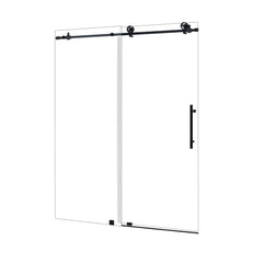 Altair Gareth 60" W x 78" H Single Sliding Frameless Shower Door in Matte Black with Clear Glass