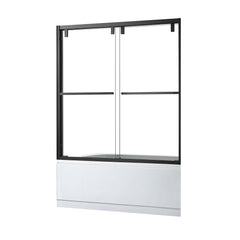 Altair Caspar 60" W x 58" H By Pass Semi Frameless Tub Door in Matte Black with Clear Glass