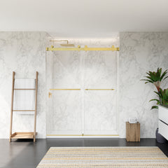Altair Bolani 60" W x 76" H By Pass Frameless Exposed Roller Shower Door with Clear Glass