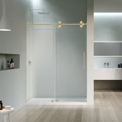 Altair Lazaro 56" W x 78" H Single Sliding Frameless Shower Door with Clear Glass