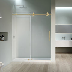 Altair Lazaro 68" W x 78" H Single Sliding Frameless Shower Door with Clear Glass