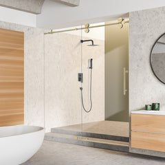 Altair Lazaro 60" W x 78" H Single Sliding Frameless Shower Door with Clear Glass