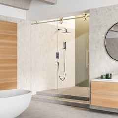 Altair Lazaro 56" W x 78" H Single Sliding Frameless Shower Door with Clear Glass
