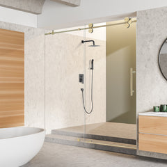 Altair Lazaro 68" W x 78" H Single Sliding Frameless Shower Door with Clear Glass