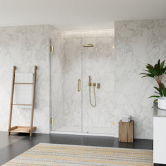Altair Roisin 52" W x 74" H Frameless Hinged Shower Door with Clear Glass