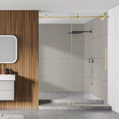 Altair Lazaro 56" W x 78" H Single Sliding Frameless Shower Door with Clear Glass