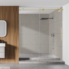 Altair Lazaro 68" W x 78" H Single Sliding Frameless Shower Door with Clear Glass