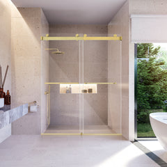 Altair Bolani 60" W x 76" H By Pass Frameless Exposed Roller Shower Door with Clear Glass
