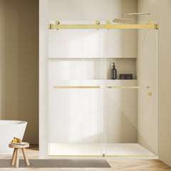 Altair Bolani 60" W x 76" H By Pass Frameless Exposed Roller Shower Door with Clear Glass