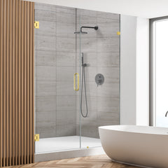 Altair Roisin 52" W x 74" H Frameless Hinged Shower Door with Clear Glass