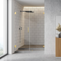 Altair Roisin 52" W x 74" H Frameless Hinged Shower Door with Clear Glass