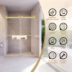 Altair Bolani 60" W x 76" H By Pass Frameless Exposed Roller Shower Door with Clear Glass