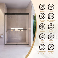 Altair Ennis 60" W x 76" H By Pass Framed Shower Door with Clear Glass