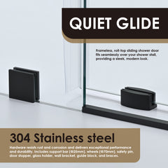 Altair Gareth 60" W x 78" H Single Sliding Frameless Shower Door in Matte Black with Clear Glass