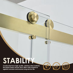 Altair Bolani 60" W x 76" H By Pass Frameless Exposed Roller Shower Door with Clear Glass