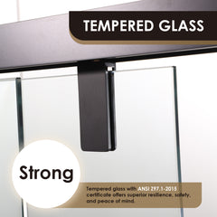 Altair Caspar 60" W x 58" H By Pass Semi Frameless Tub Door in Matte Black with Clear Glass