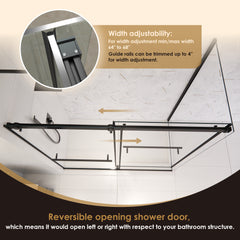 Altair Belizzi 68" W x 76" H By Pass Frameless Exposed Roller Shower Enclosure in Matte Black with Clear Glass