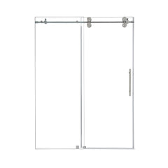 Altair Lazaro 56" W x 78" H Single Sliding Frameless Shower Door with Clear Glass - Brushed Nickel