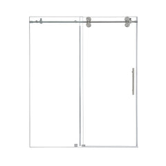 Altair Lazaro 68" W x 78" H Single Sliding Frameless Shower Door with Clear Glass - Brushed Nickel