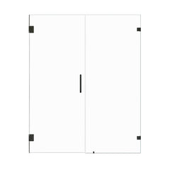 Altair Roisin 60" W x 74" H Frameless Hinged Shower Door with Clear Glass - Matte Black