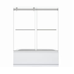 Altair Marcelo 60" W x 58" H By Pass Frameless Tub Door with Clear Glass - Brushed Nickel