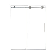 Altair Lazaro 60" W x 78" H Single Sliding Frameless Shower Door with Clear Glass - Brushed Nickel