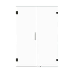 Altair Roisin 52" W x 74" H Frameless Hinged Shower Door with Clear Glass - Matte Black