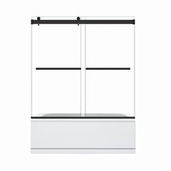 Altair Marcelo 60" W x 58" H By Pass Frameless Tub Door with Clear Glass - Matte Black