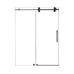 Altair Lazaro 56" W x 78" H Single Sliding Frameless Shower Door with Clear Glass - Matte Black