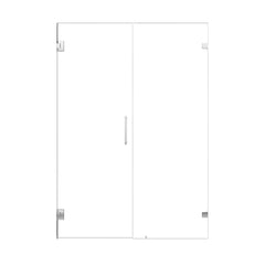 Altair Roisin 52" W x 74" H Frameless Hinged Shower Door with Clear Glass - Polished Chrome