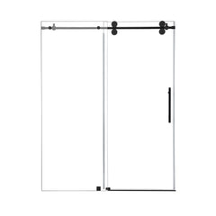 Altair Lazaro 60" W x 78" H Single Sliding Frameless Shower Door with Clear Glass - Matte Black