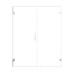 Altair Roisin 60" W x 74" H Frameless Hinged Shower Door with Clear Glass - Polished Chrome