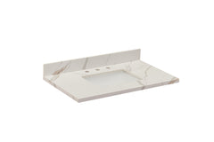 Altair 37 in. Sintered Stone Vanity Top in Calacatta White with White Sink