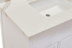 Altair 37 in. Sintered Stone Vanity Top in Calacatta White with White Sink