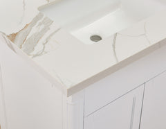 Altair 73 in. Sintered Stone Vanity Top in Calacatta White with White Sink