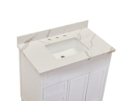 Altair 37 in. Sintered Stone Vanity Top in Calacatta White with White Sink