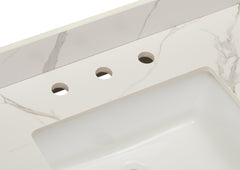 Altair 37 in. Sintered Stone Vanity Top in Calacatta White with White Sink