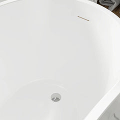 Vanity Art 54 x 28 Inch White Acrylic Freestanding Soaking Tub | Modern Design with Pop-Up Drain and Slotted Overflow - VA6525