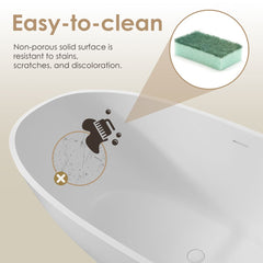 Altair Euston 65" x 30" Solid Surface Soaking Bathtub with Integrated Overflow - 53165-BAT