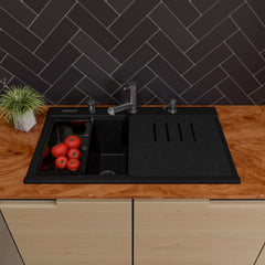Alfi 33  Granite Composite Workstation Step Rim Double Bowl Drop In Sink with Accessories - AB3418DBDI