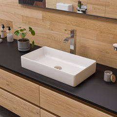 Alfi 24" Modern Rectangular Above Mount Ceramic Sink - White
