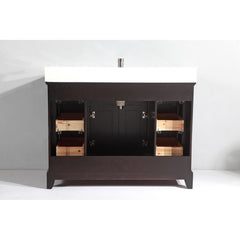 Vanity Art 60- Bath Vanity in Espresso with Engineered Marble Top in White with Basin and Mirror - VA1060