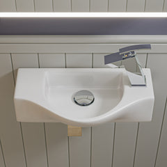 Alfi White 18  Small Wall Mounted Ceramic Sink with Faucet Hole - ABC114