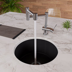 Alfi Round 18  x 18  Undermount / Drop In Fireclay Prep Sink - ABF1818R